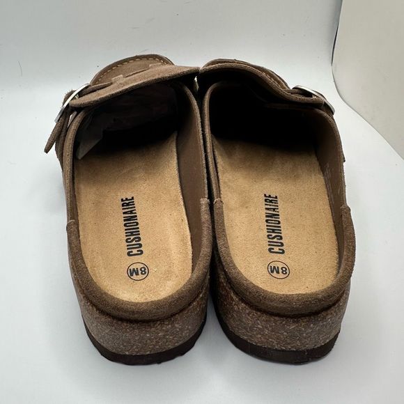 CUSHIONAIRE Women's Genuine Leather Cork Footbed Clog with +Comfort 8 BROWN - Picture 4 of 7